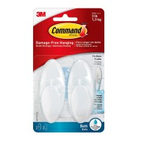 Command Towel Hook BATH18-ES Medium Frosted, Pack of 2